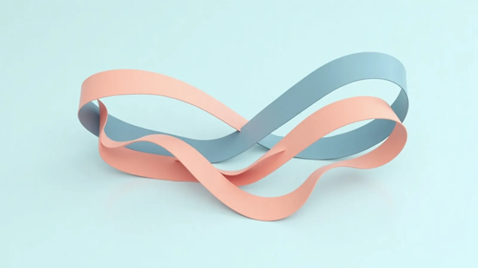 A flat illustration of a single ribbon looping into a rounded chest shape and back out again, with the outward stretch far longer than the inward one